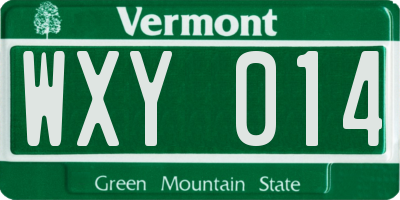 VT license plate WXY014