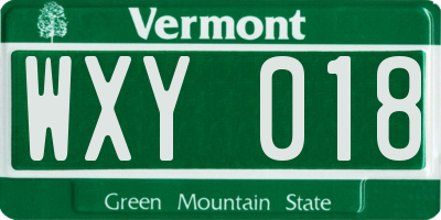 VT license plate WXY018
