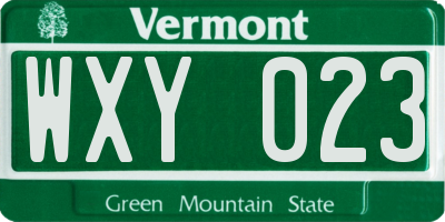 VT license plate WXY023