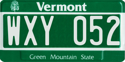 VT license plate WXY052