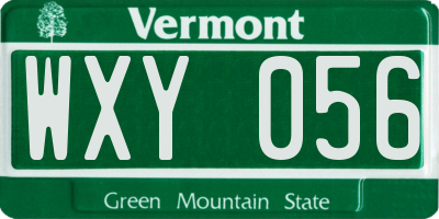 VT license plate WXY056