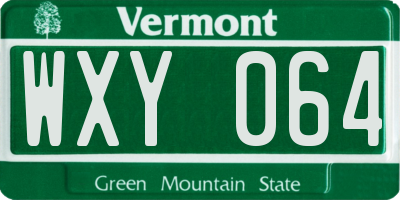 VT license plate WXY064