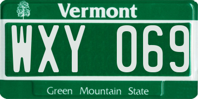 VT license plate WXY069