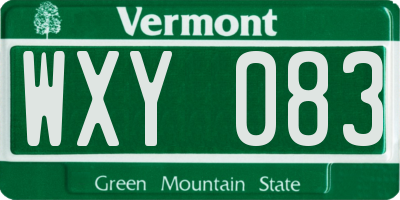 VT license plate WXY083