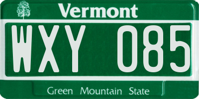 VT license plate WXY085