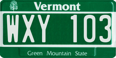 VT license plate WXY103