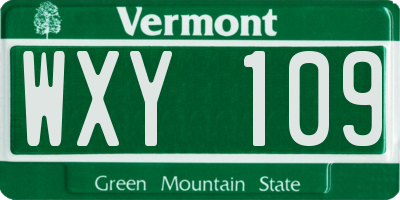 VT license plate WXY109