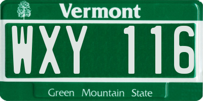 VT license plate WXY116