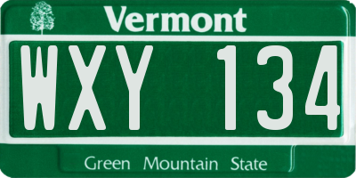 VT license plate WXY134