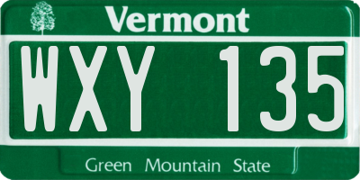 VT license plate WXY135