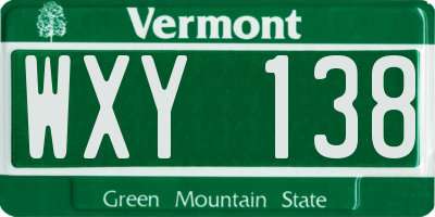 VT license plate WXY138