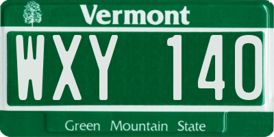VT license plate WXY140