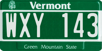 VT license plate WXY143