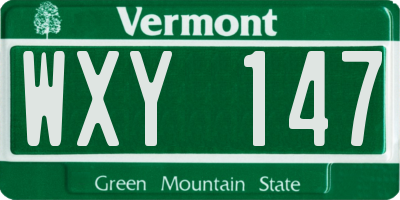 VT license plate WXY147
