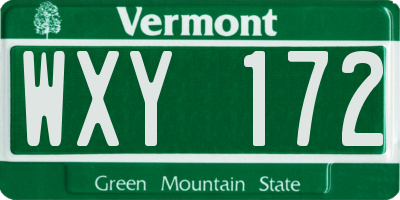 VT license plate WXY172