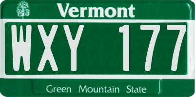 VT license plate WXY177