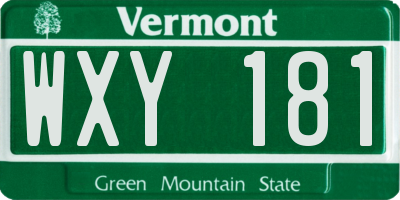 VT license plate WXY181