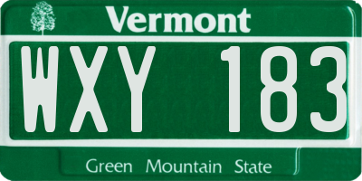 VT license plate WXY183