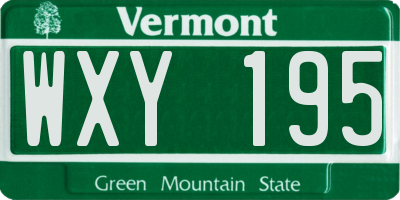 VT license plate WXY195