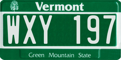 VT license plate WXY197