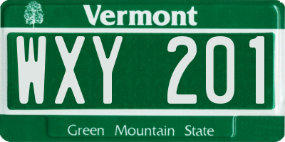 VT license plate WXY201