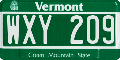 VT license plate WXY209