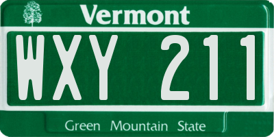VT license plate WXY211