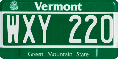 VT license plate WXY220