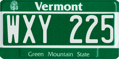 VT license plate WXY225