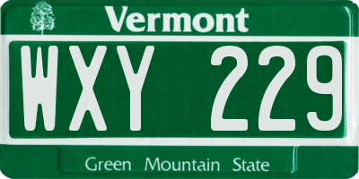 VT license plate WXY229