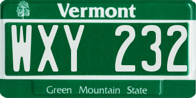VT license plate WXY232