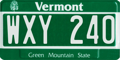 VT license plate WXY240
