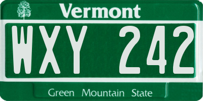 VT license plate WXY242