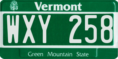 VT license plate WXY258