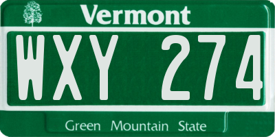 VT license plate WXY274