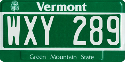 VT license plate WXY289