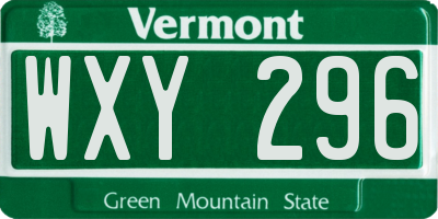 VT license plate WXY296