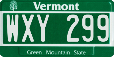 VT license plate WXY299