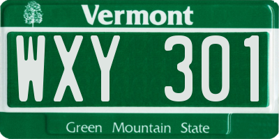 VT license plate WXY301