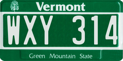 VT license plate WXY314