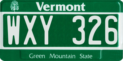 VT license plate WXY326