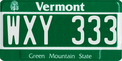 VT license plate WXY333