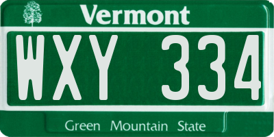 VT license plate WXY334