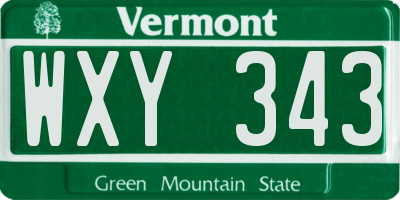 VT license plate WXY343