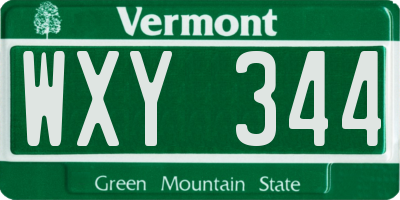 VT license plate WXY344