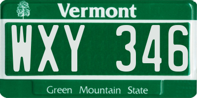 VT license plate WXY346