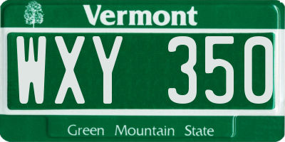 VT license plate WXY350