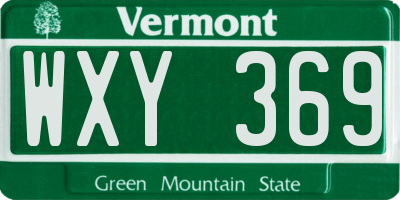 VT license plate WXY369