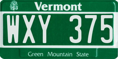 VT license plate WXY375
