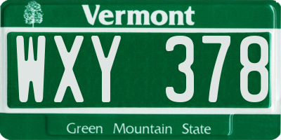 VT license plate WXY378
